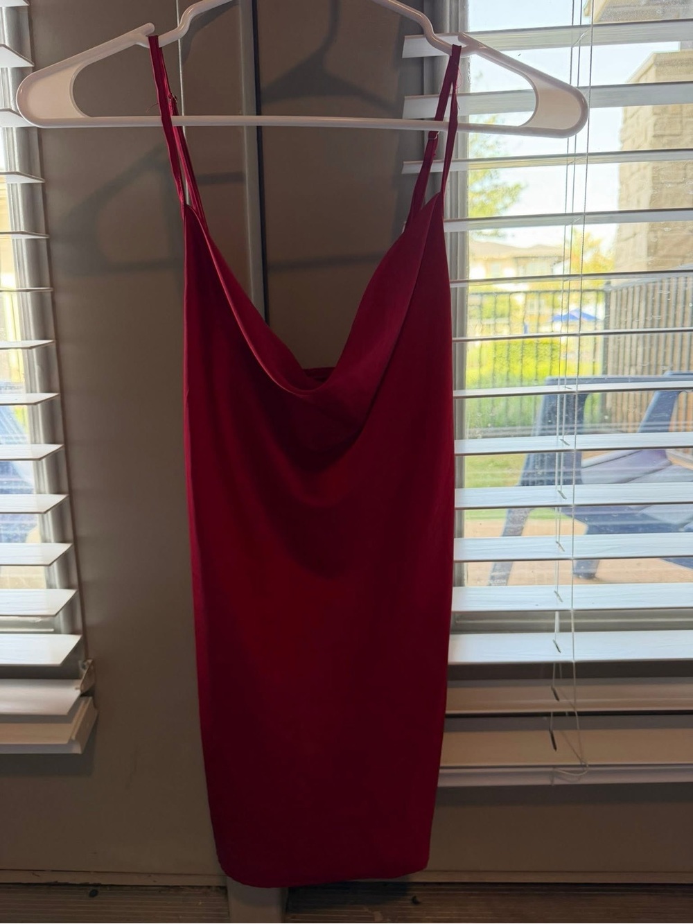 Satin Cowl Neck Top in Deep Red